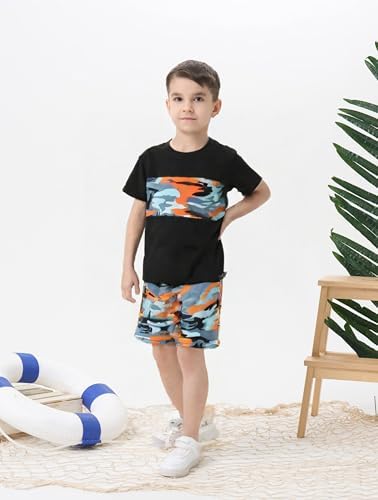 WMHNEI Boys Summer Shorts Set with Coconut Tree Print