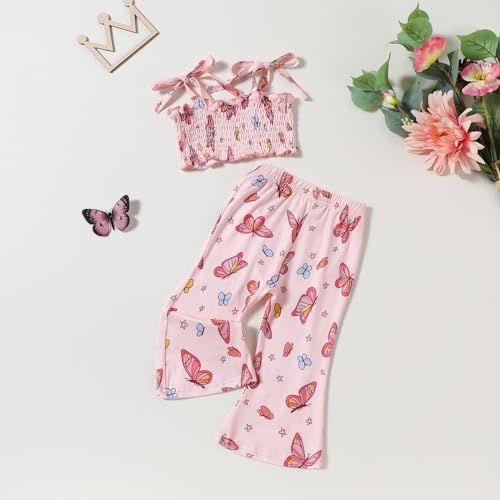 Girls Summer Butterfly Printed Vest Tank Top Set