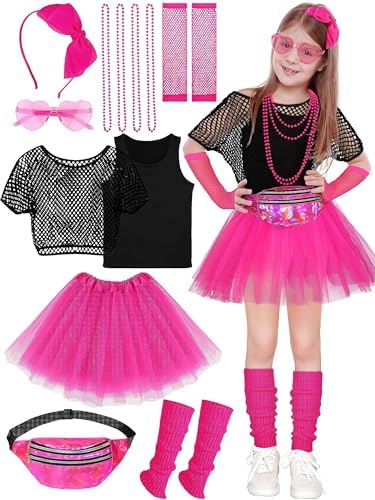 AOTHSO 14-Piece 80s Girls Halloween Costumes Set for Cosplay