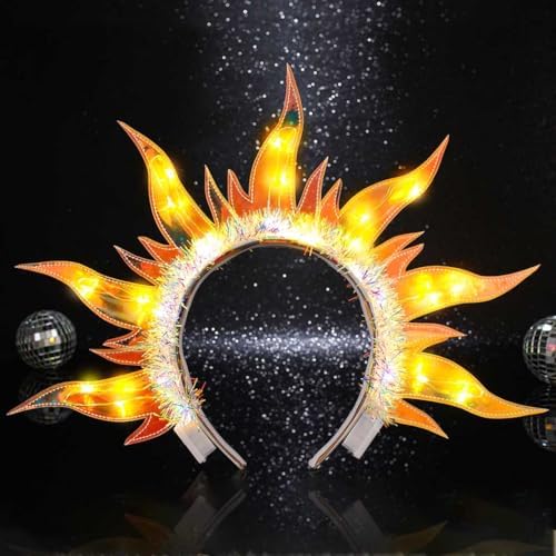 Yean Gold Flame Light-Up Fire Headband for Women Party Cosplay