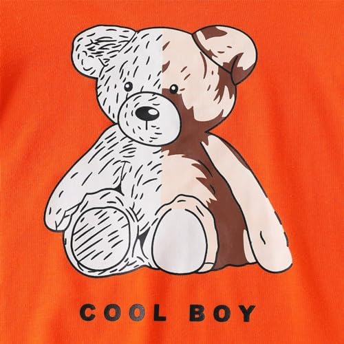 GOLLUNER Toddler Boy Plaid Bear Hoodie Set