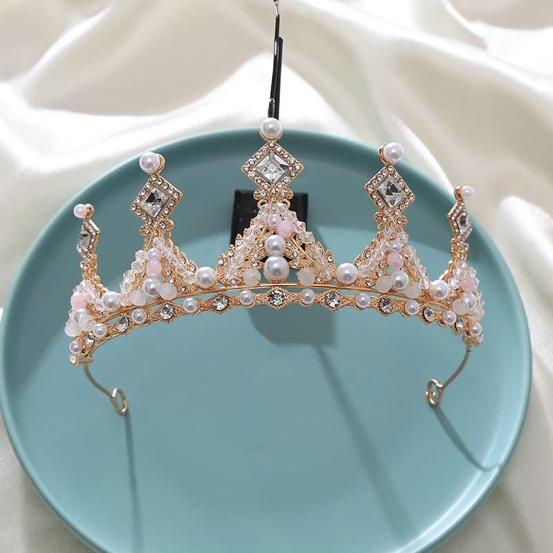 Kids Pink Crystal Tiara Girls Princess Costume Rhinestone Crown Headband