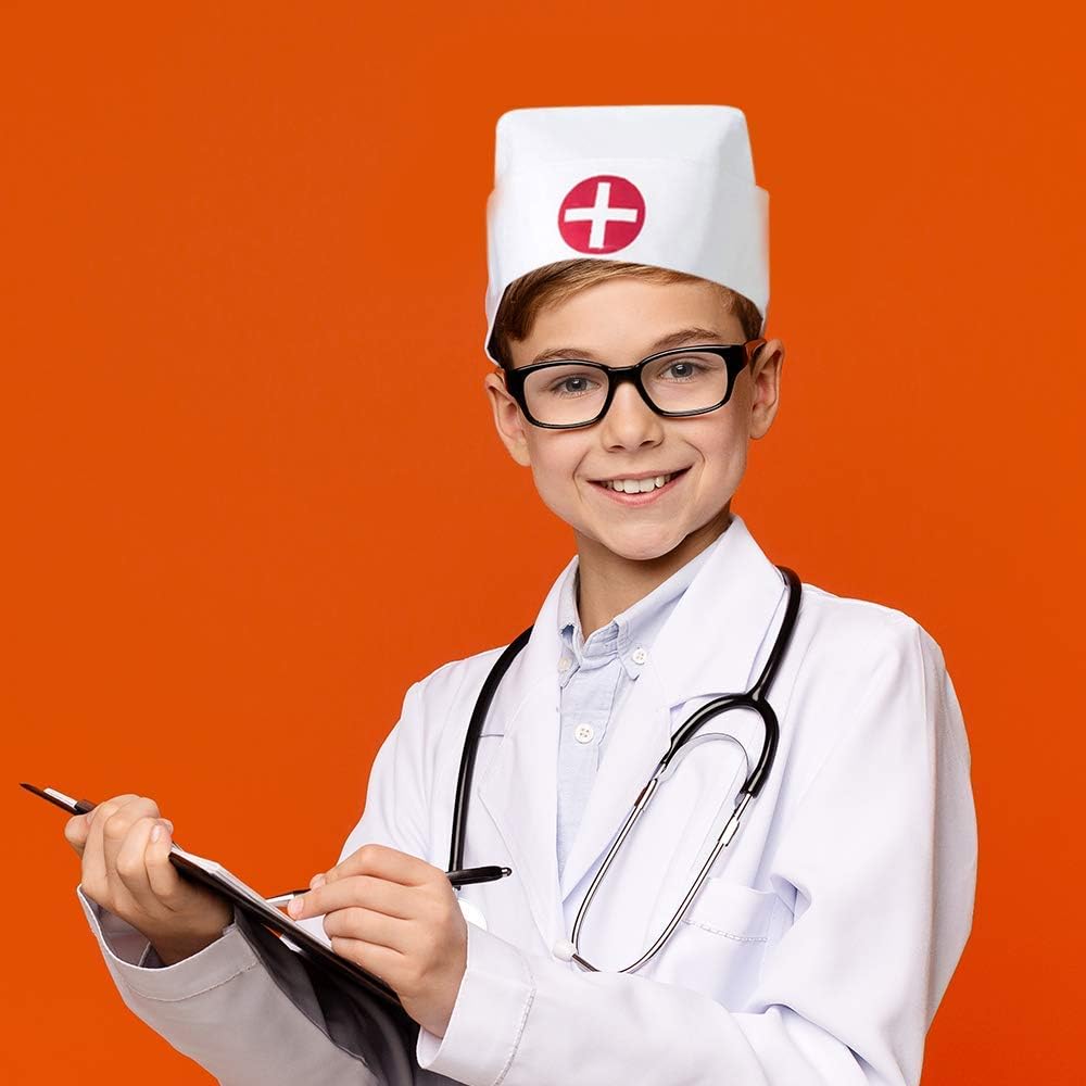ArtCreativity Classic White Nurse Hat for Kids - Halloween Party Costume