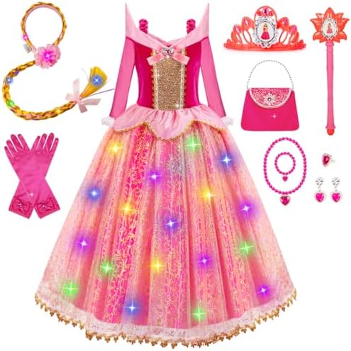 Meland Pink Princess Dress Up Set Light-Up Accessories for Girls