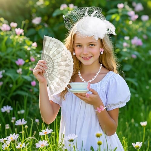 Fumwase 8-Piece White Tea Party Accessories Set for Girls