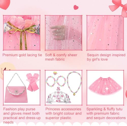 Meland Princess Dress Up Set for Little Girls Glitter Party wears