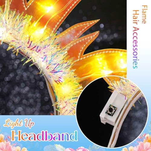 Yean Gold Flame Light-Up Fire Headband for Women Party Cosplay