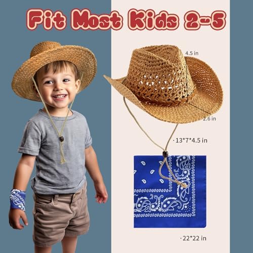 SeptCity Kids Cowboy Hat with Bandana for 2-5 Year Olds