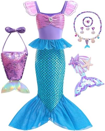 Mermaid princess costume with accessories for girls 3-10 years