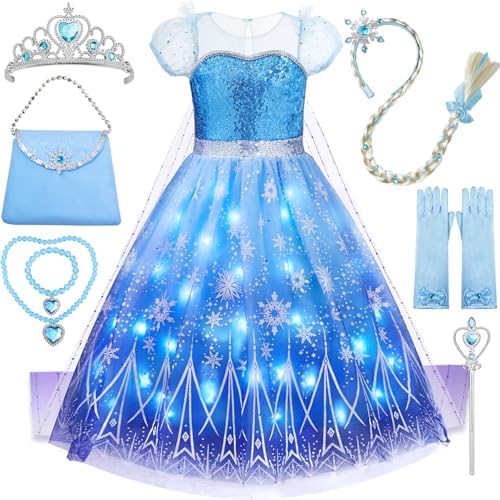 Davvew Princess Lights Up Dress Halloween Christmas Toddler Dress Up