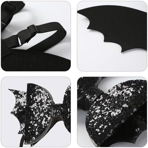 JiaDuo Halloween Bat Costume for Kids Black Wing and Bow Headband