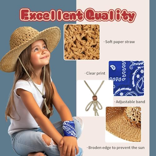 SeptCity Kids Cowboy Hat with Bandana for 2-5 Year Olds