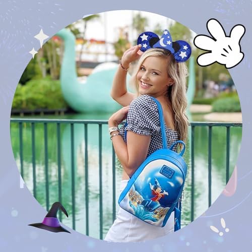 ETLUK Mouse Ears Headband - Blue Wizard Park Ears Sequin Bow