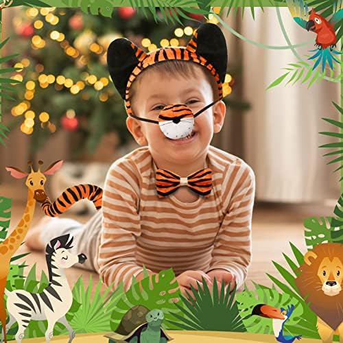 4 Pcs Carnival Kids Tiger Costume Kit with Bow Tie