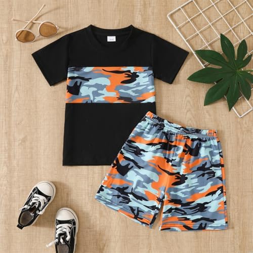 WMHNEI Boys Summer Shorts Set with Coconut Tree Print