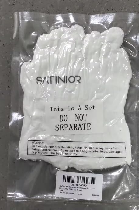 SATINIOR White Kids Gloves