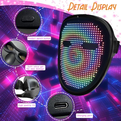 MOYACA LED Mask with Gesture Sensing for Kids Halloween costume