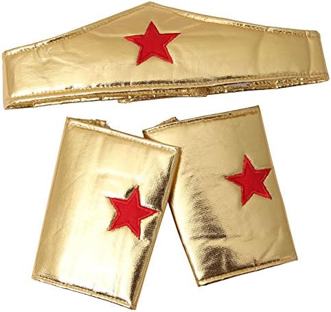 Girls Gold Wonder Crown Superhero Costume Set