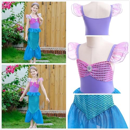 Mermaid princess costume with accessories for girls 3-10 years