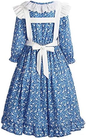 ReliBeauty Pioneer Girl Dress Colonial Prairie Costume Blue Sizes Available