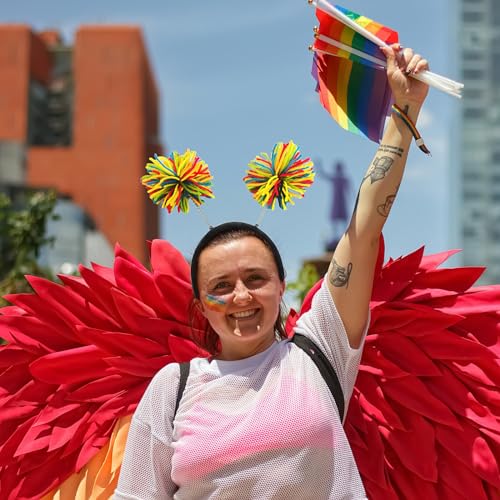 Rainbow Pom Pom Bopper Fun Pride Day Accessory
