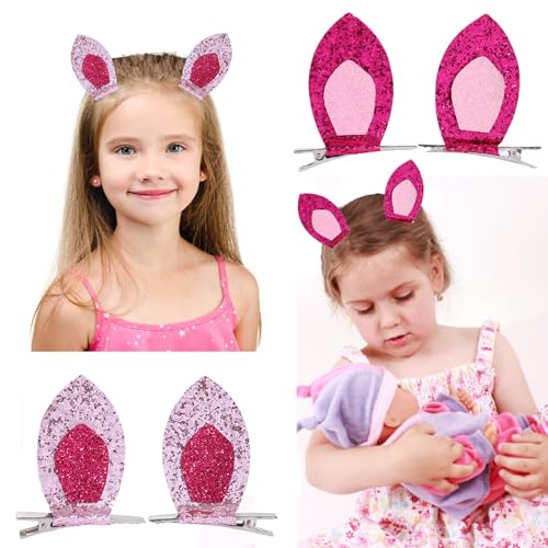 4pc Pink Pig Ear Clips for Kids