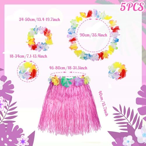 5-Piece Hawaiian Hula Grass Skirt Set for Kids