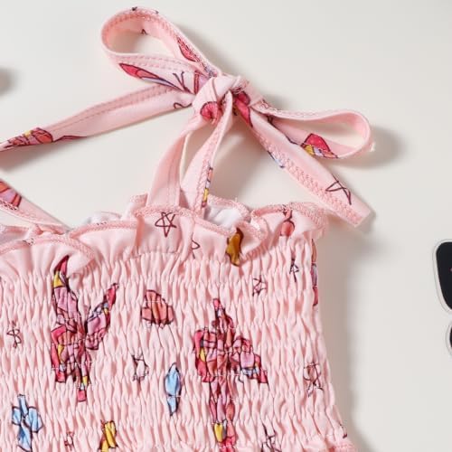 Girls Summer Butterfly Printed Vest Tank Top Set