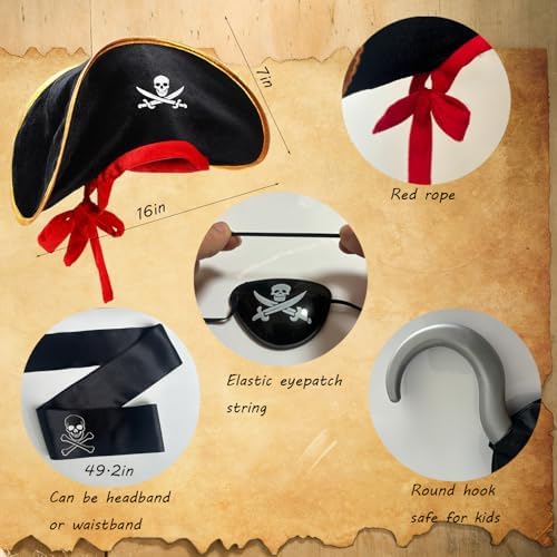 5-Piece Kids Pirate Costume Complete Halloween Accessories