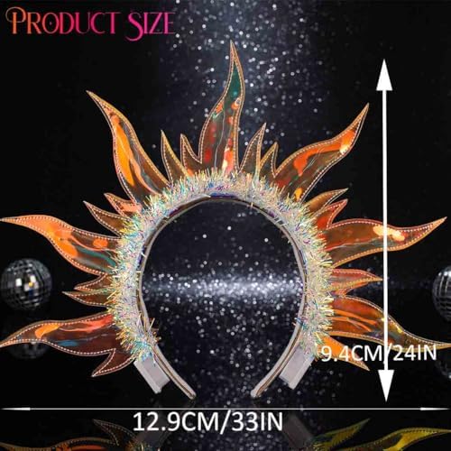 Yean Gold Flame Light-Up Fire Headband for Women Party Cosplay