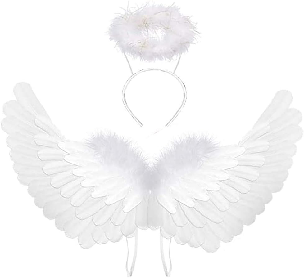 Angel Costume Wings Halo White Costume for Girls and Boys