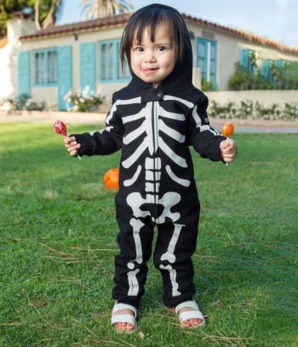 Tipsy Elves Skeleton Halloween Costume Jumpsuit for Babies Toddlers Spooky Fun Unisex