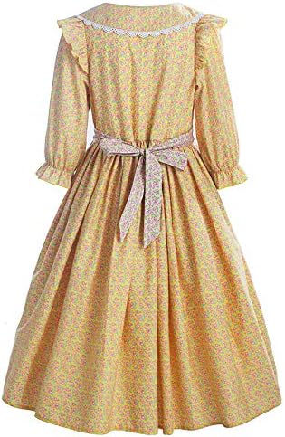 ReliBeauty Kids Colonial Prairie Dress Costume Yellow