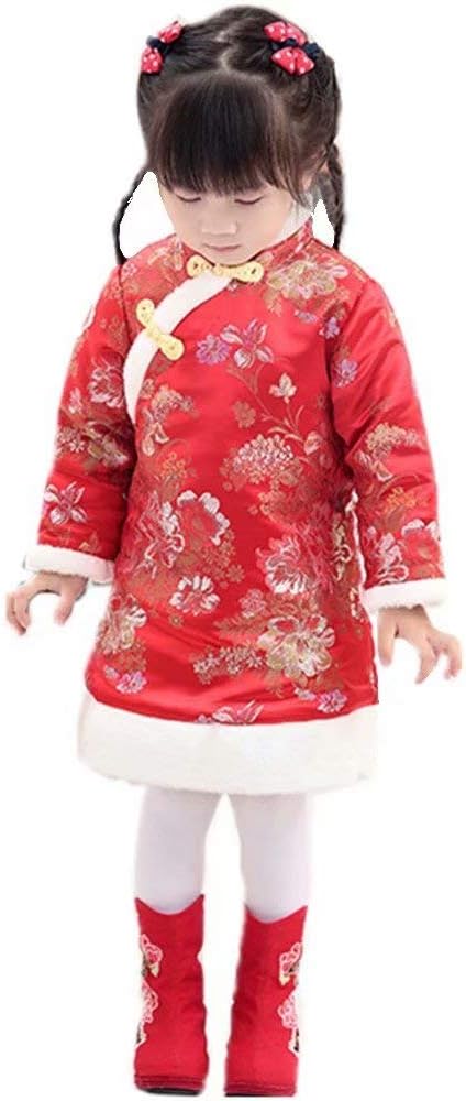 Baby Girls Dress Traditional Cheongsam Tang Quilted New Year Costume for Girls