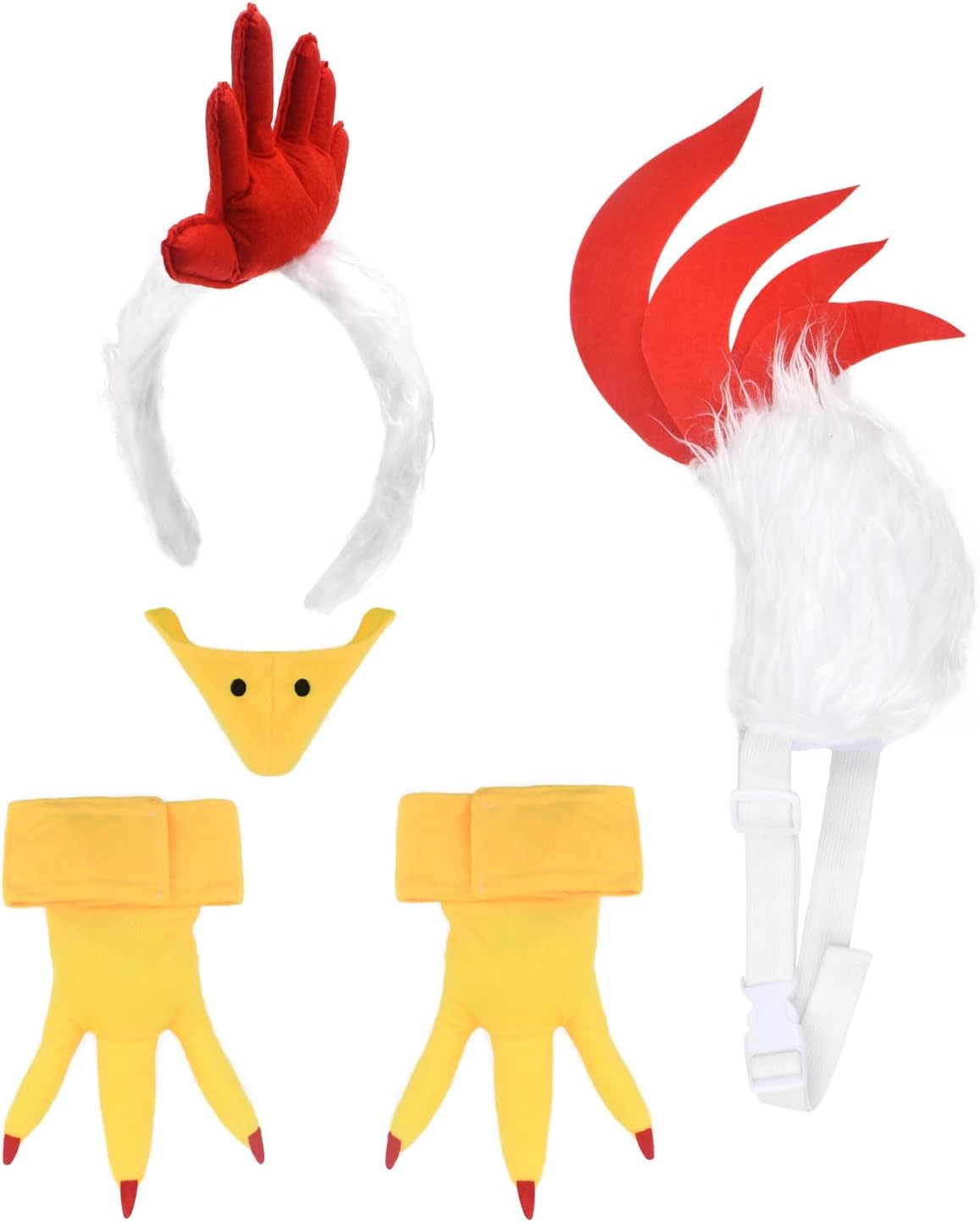 Stylish 5-Piece Rooster Headband Tail Set