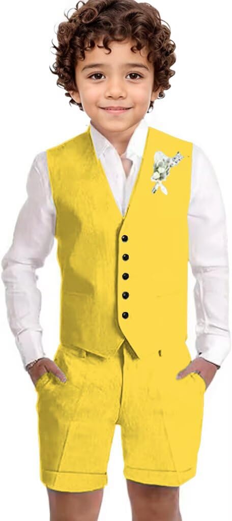 CUCUSIS Boys Linen Suits Summer 2-Piece debating set