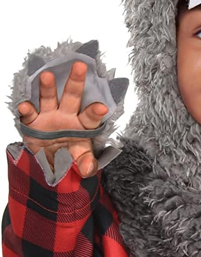 Amscan Cozy Gray Plush Checkered Black Red Baby Wolf Costume 3-6 Months