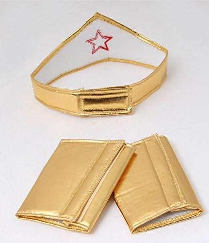 Girls Gold Wonder Crown Superhero Costume Set