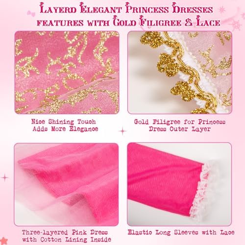 Meland Pink Princess Dress Up Set Light-Up Accessories for Girls