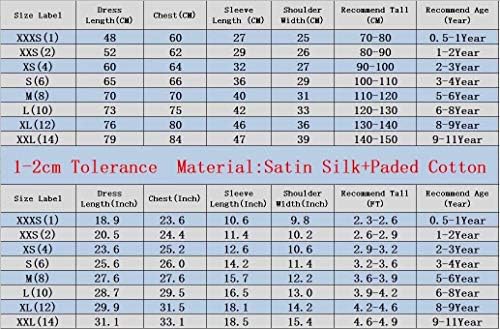 Baby Girls Dress Traditional Cheongsam Tang Quilted New Year Costume for Girls