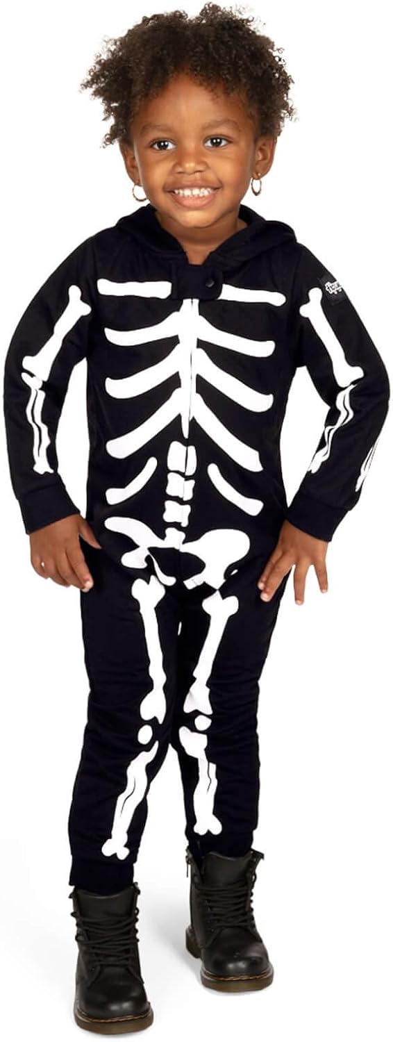 Tipsy Elves Skeleton Halloween Costume Jumpsuit for Babies Toddlers Spooky Fun Unisex