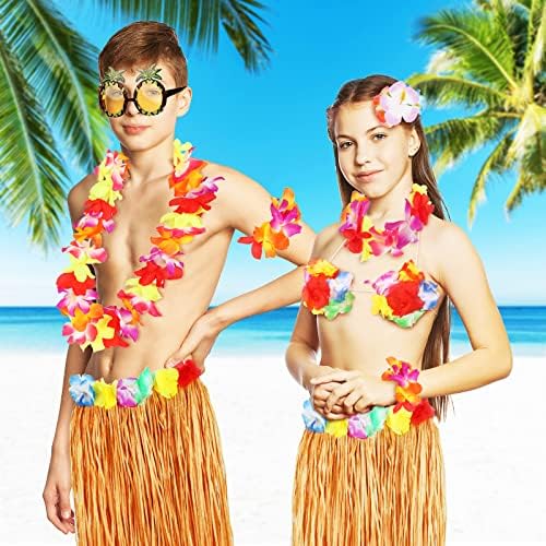 8-Piece Hula skirts for Girls Hawaiian Hula Dancing Kit