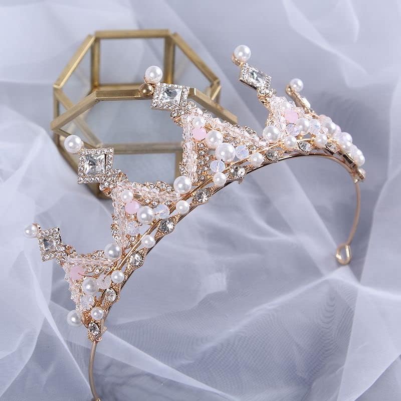 Kids Pink Crystal Tiara Girls Princess Costume Rhinestone Crown Headband