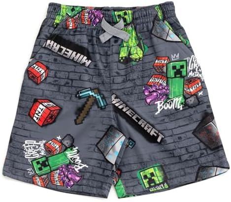 Minecraft Characters Graphic T-Shirt and Mesh Shorts Set for Kids