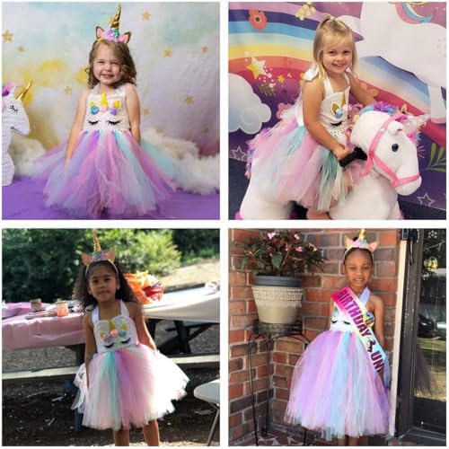 Shimmer Unicorn Dress for Girls 1-10Y