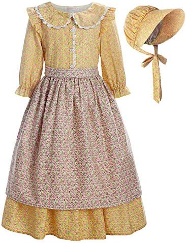 ReliBeauty Kids Colonial Prairie Dress Costume Yellow