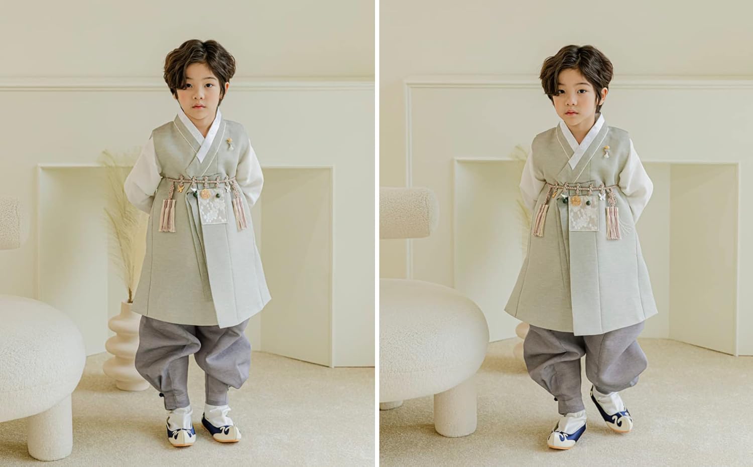 Festive Korean Striped Baby Boy Hanbok for Drops to 15