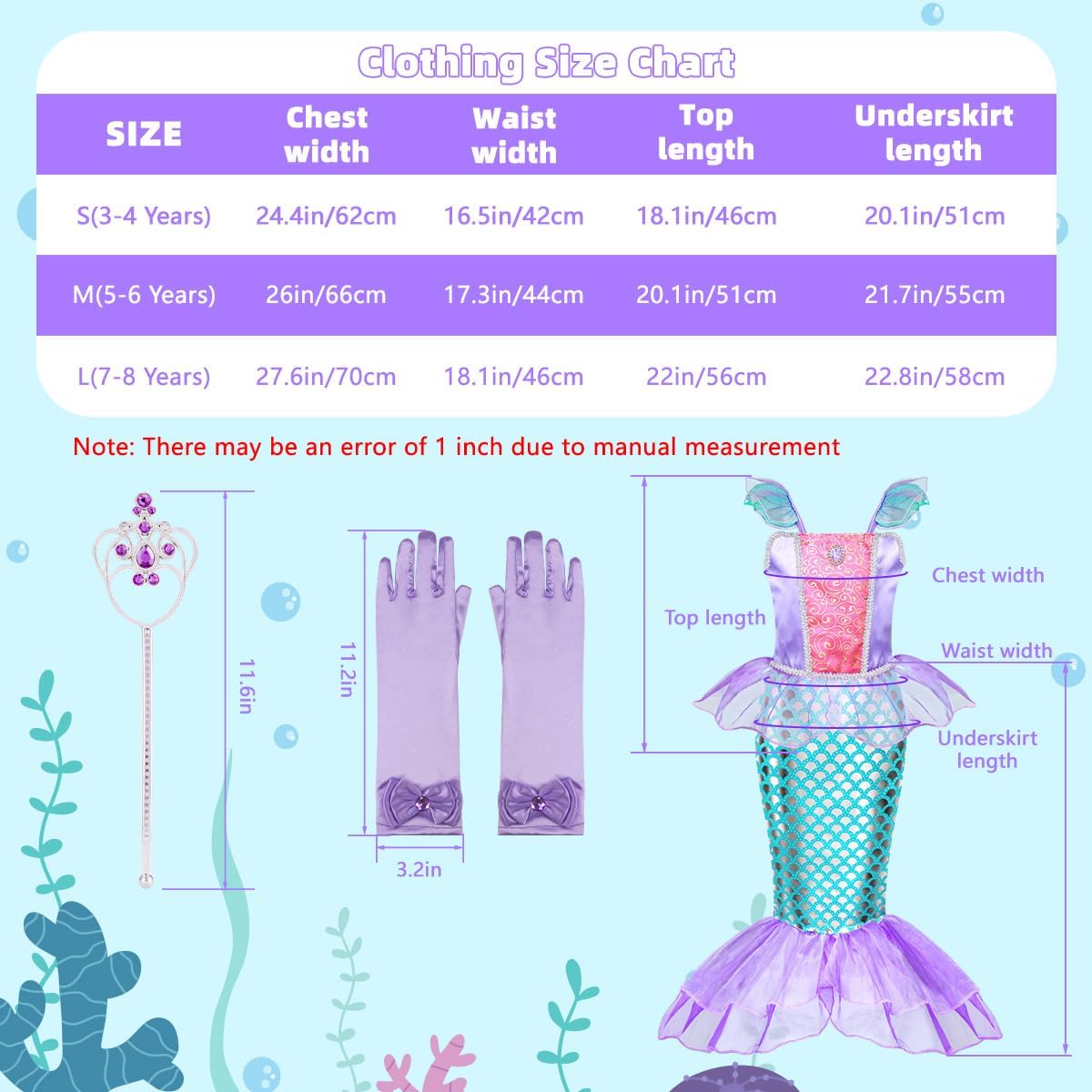 Meland Little Mermaid Dress Set