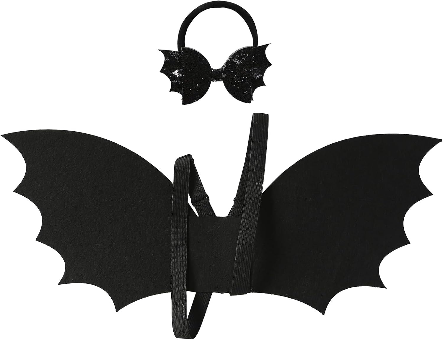 JiaDuo Halloween Bat Costume for Kids Black Wing and Bow Headband