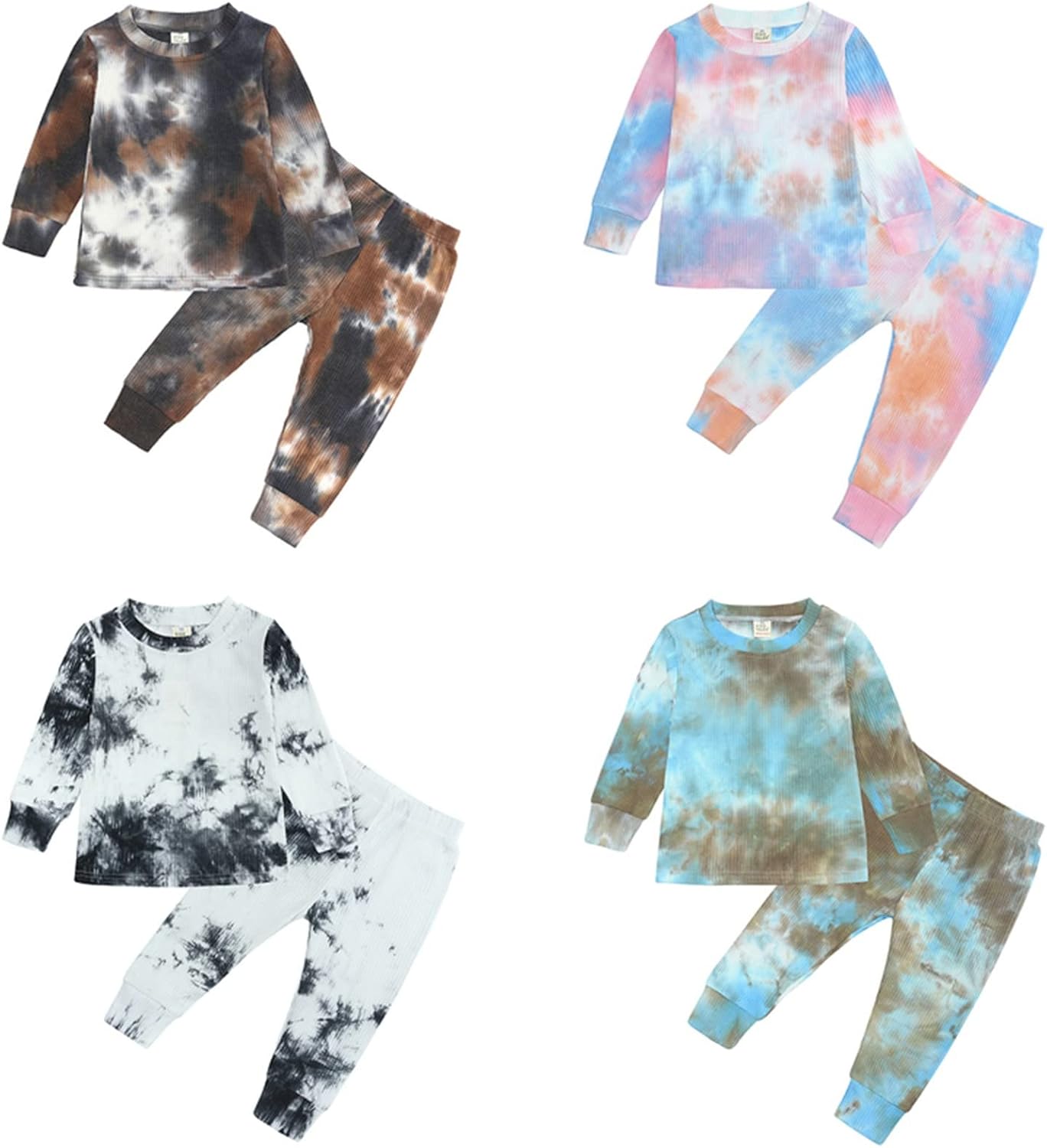 Toddler Boys Girls Fall Sweatshirt Tie Dye Set 2 Pcs